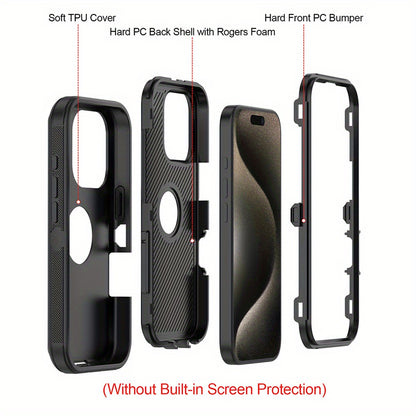 For iPhone 16 Pro Max 16 Pro 16 Plus 16 Case Heavy Duty Shockproof Hybrid Armor Rugged Phone Cover