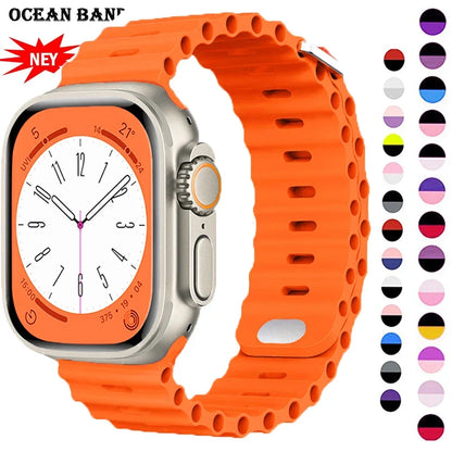 Ocean strap For Apple Watch Ultra 2 Band 49mm 9 8 7 45mm 41mm Silicone Bracelet Wristband iWatch 6 5 4 3 SE 44mm 40mm 42mm band