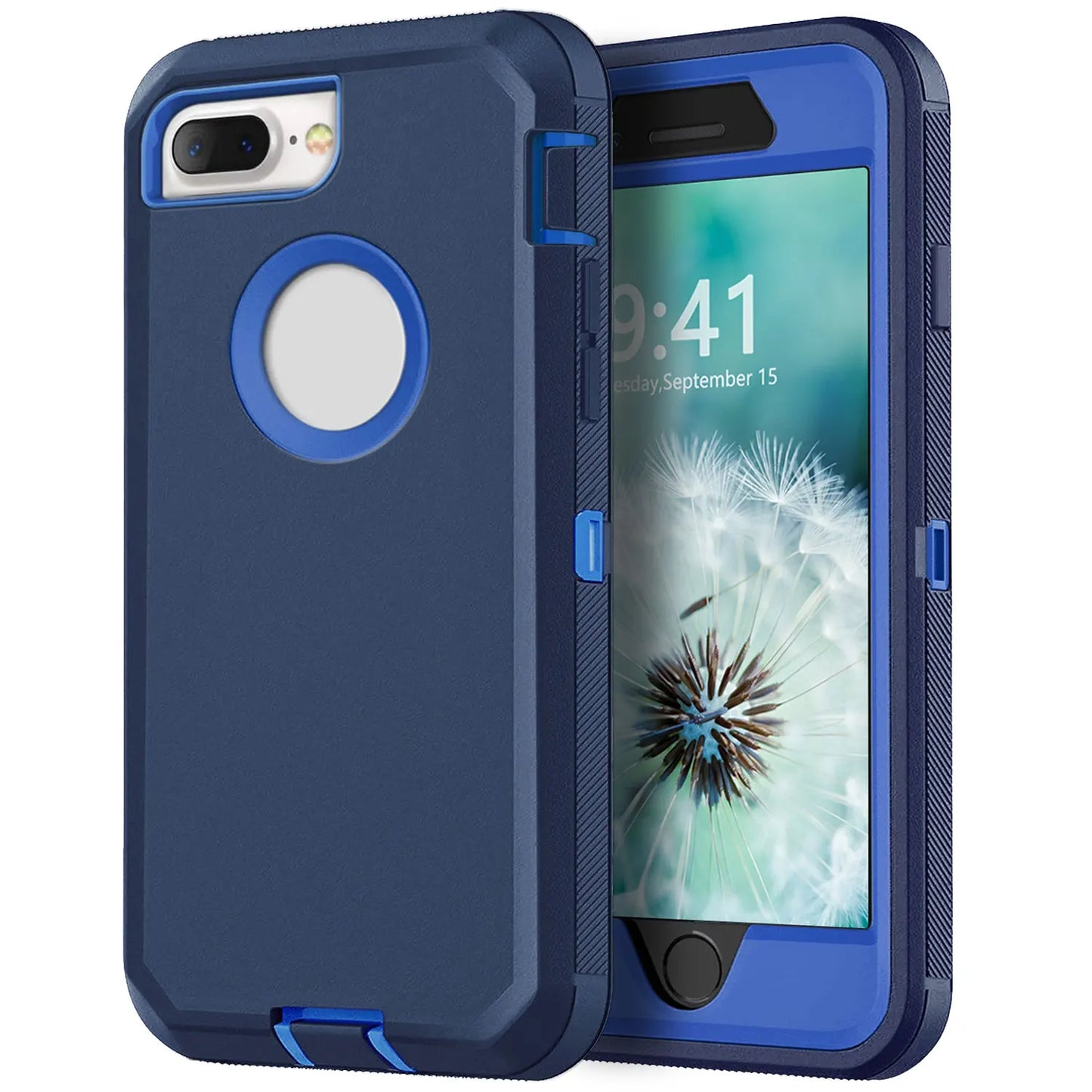 Blue Phone Case For iPhone 8 / iPhone 8 Plus Heavy Duty Shockproof Protective Rugged 3-Layers Hard Cover