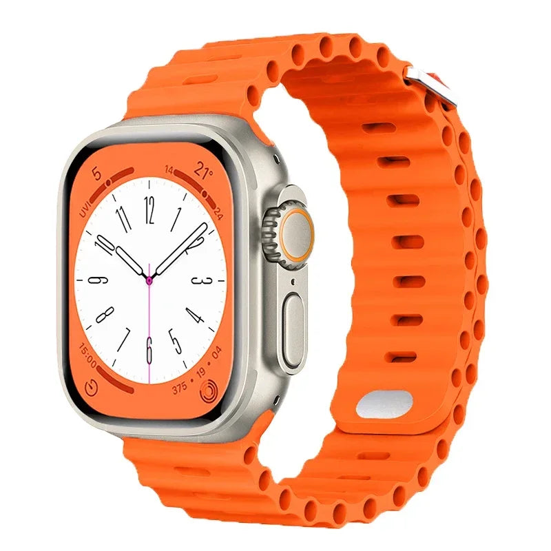 Ocean strap For Apple Watch Ultra 2 Band 49mm 9 8 7 45mm 41mm Silicone Bracelet Wristband iWatch 6 5 4 3 SE 44mm 40mm 42mm band