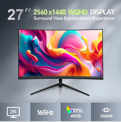 34 Inch Curved Screen Monitor 165 Hz 4k 3440*1440 21:9 Super Wide Gaming Monitor With Breathing Light