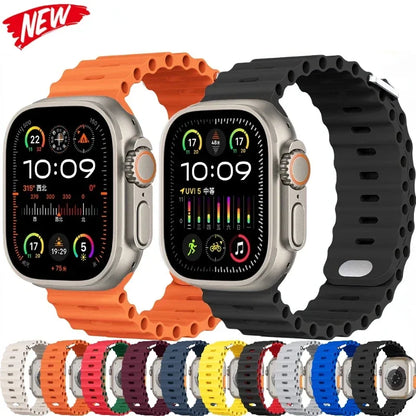 Ocean strap For Apple Watch Ultra 2 Band 49mm 9 8 7 45mm 41mm Silicone Bracelet Wristband iWatch 6 5 4 3 SE 44mm 40mm 42mm band