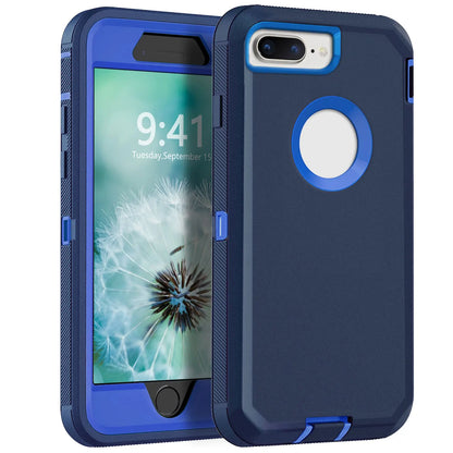 Blue Phone Case For iPhone 8 / iPhone 8 Plus Heavy Duty Shockproof Protective Rugged 3-Layers Hard Cover