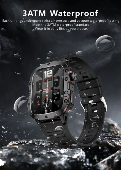 LIGE 2024 Outdoor Military Mens Smartwatch Bluetooth Call Sport Heart Rate Monitor IP68 Waterproof Smart Watches For Android IOS