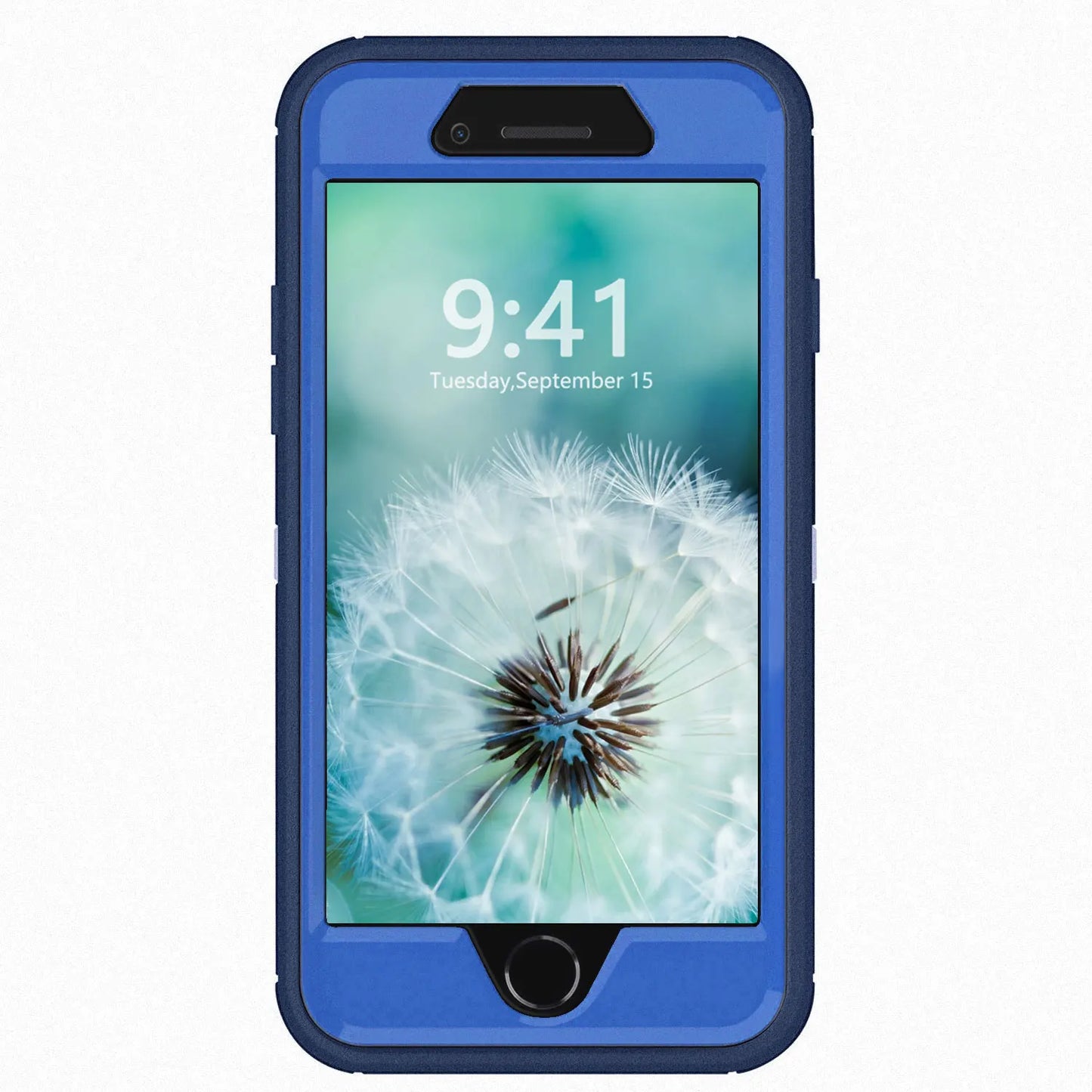 Blue Phone Case For iPhone 8 / iPhone 8 Plus Heavy Duty Shockproof Protective Rugged 3-Layers Hard Cover