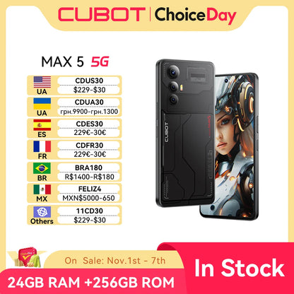 CUBOT MAX 5, Android Smartphone 5G, Dimensity 8200,4nm,  3.1GHz, 6.95-inch 144Hz Large Screen, 24+256GB,Gaming Phone,Add to Cart